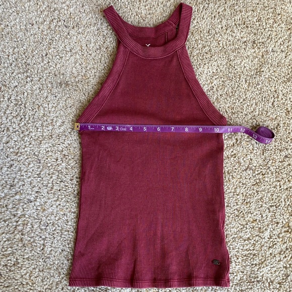 High-Neck Ribbed Tank Maroon - Picture 4 of 9